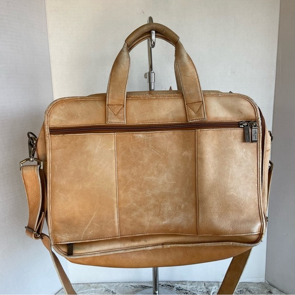 CLAIRE CHASE Genuine Leather Brown Briefcase Tan Leather Men's Bag - Picture 7 of 16